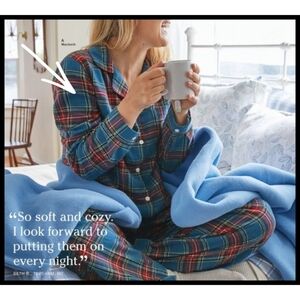 NWT L.L. Bean Macbeth Scotch Plaid Flannel Pajama Sleep Shirt Large Blue Red NEW